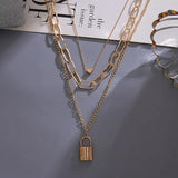 Stylish Necklaces Multi Layer Lover Lock Necklace