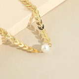 Pearl & Leaf Pendant Korean Beautiful Pendent (golden)