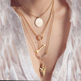 Stylish Golden Colored Ladies Necklace With 3 Layered