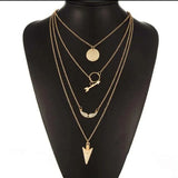 Stylish Golden Colored Ladies Necklace With 3 Layered