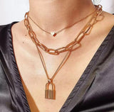 Stylish Necklaces Multi Layer Lover Lock Necklace