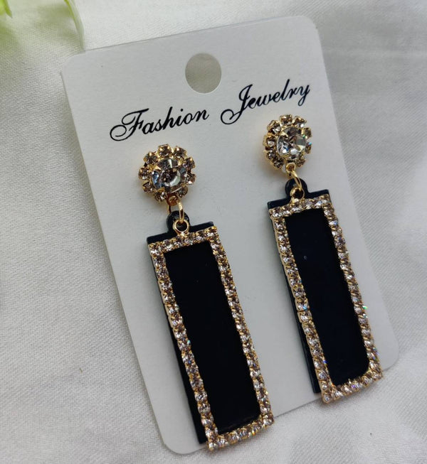 Radiant Black & Gold Crystal Drop Earrings