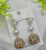 Import Elegant Butterfly Pearl Drop Earrings With Crystal Sphere Charm