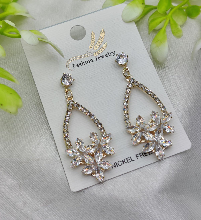 Imported Elegant Crystal Floral Drop Earrings – Nickel Free Earrings