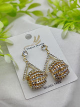 Imported Glamorous Triangle Drop Earrings With Rhinestone Accents