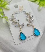 Imported Exquisite Crystal Vine Drop Earrings With Blue Gemstone Accent