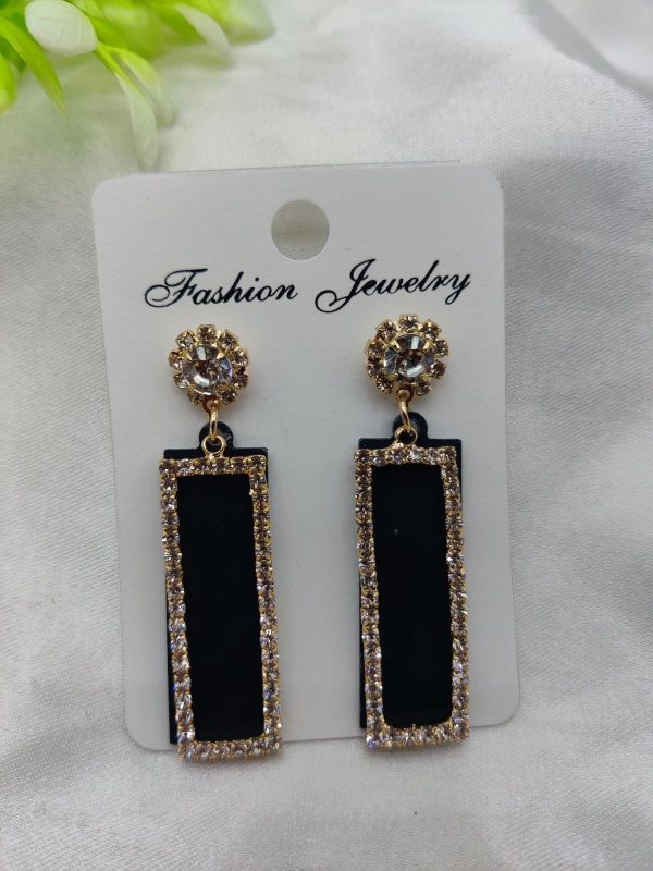 Radiant Black & Gold Crystal Drop Earrings